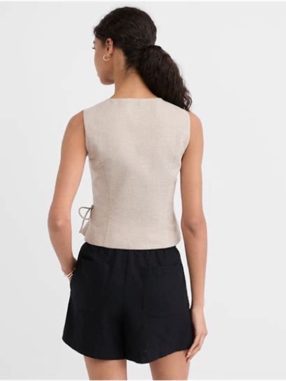 LOFT Shimmer Linen Cotton Wrap Tank Size M NWT - Picture 2 of 8
